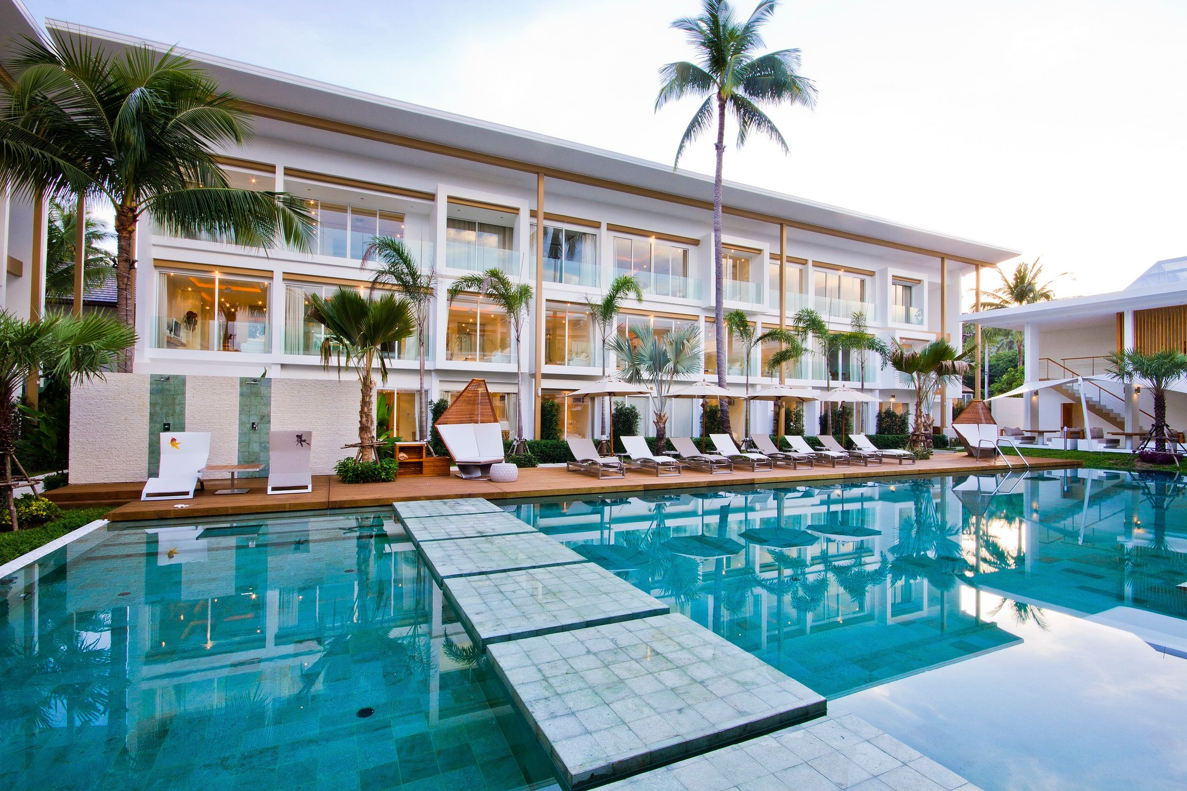 Poolside cabanas at Chi Samui Resort