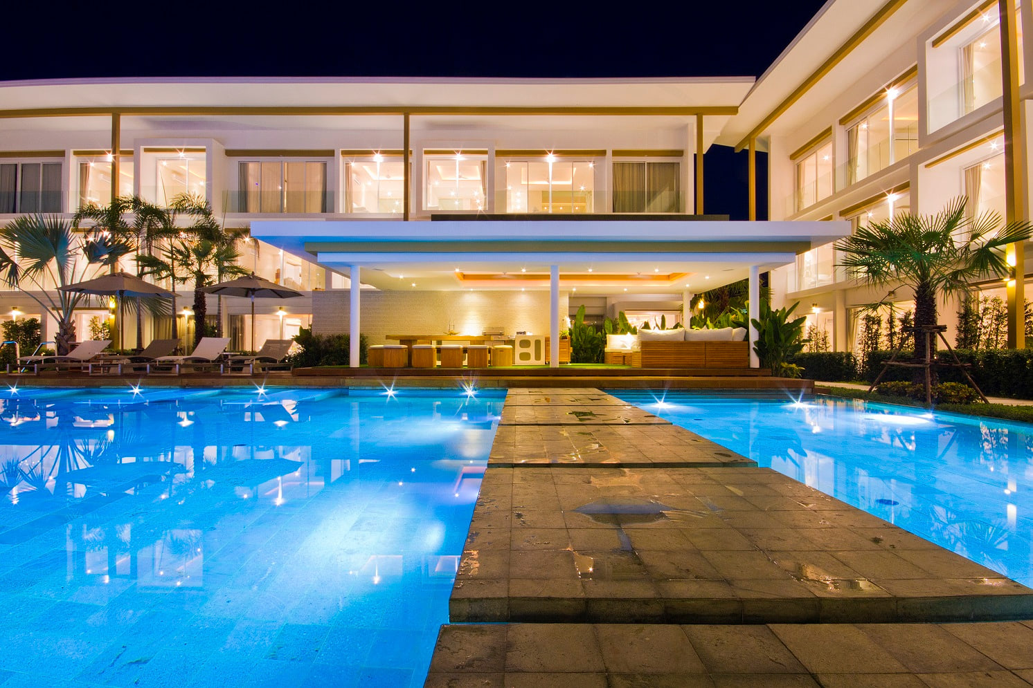The pool at night